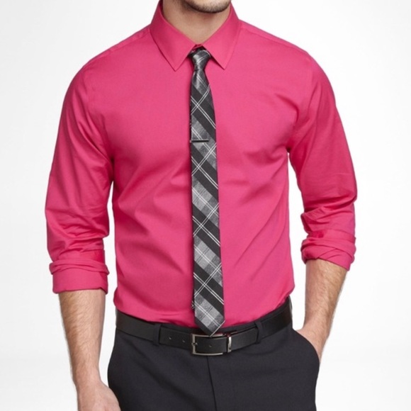 Express Tech 1mx Fitted Men S Xl Pink Button Down Long Sleeve Dress Shirt Nwt Shirts Men S Clothing